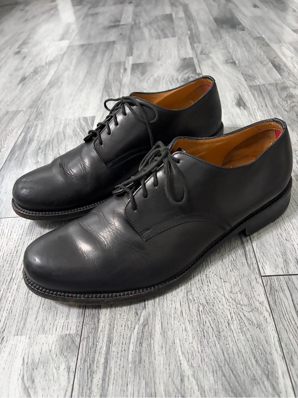 Marc Jacobs Black Leather Derby Shoes with Tan Lining Sz 8/ 42